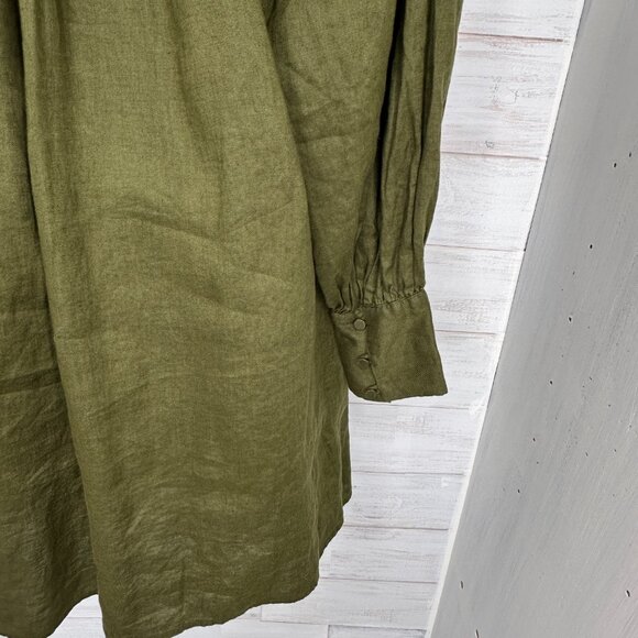 Banana Republic Womens European Linen Mini Dress Olive Green Size Extra Small - Picture 9 of 15